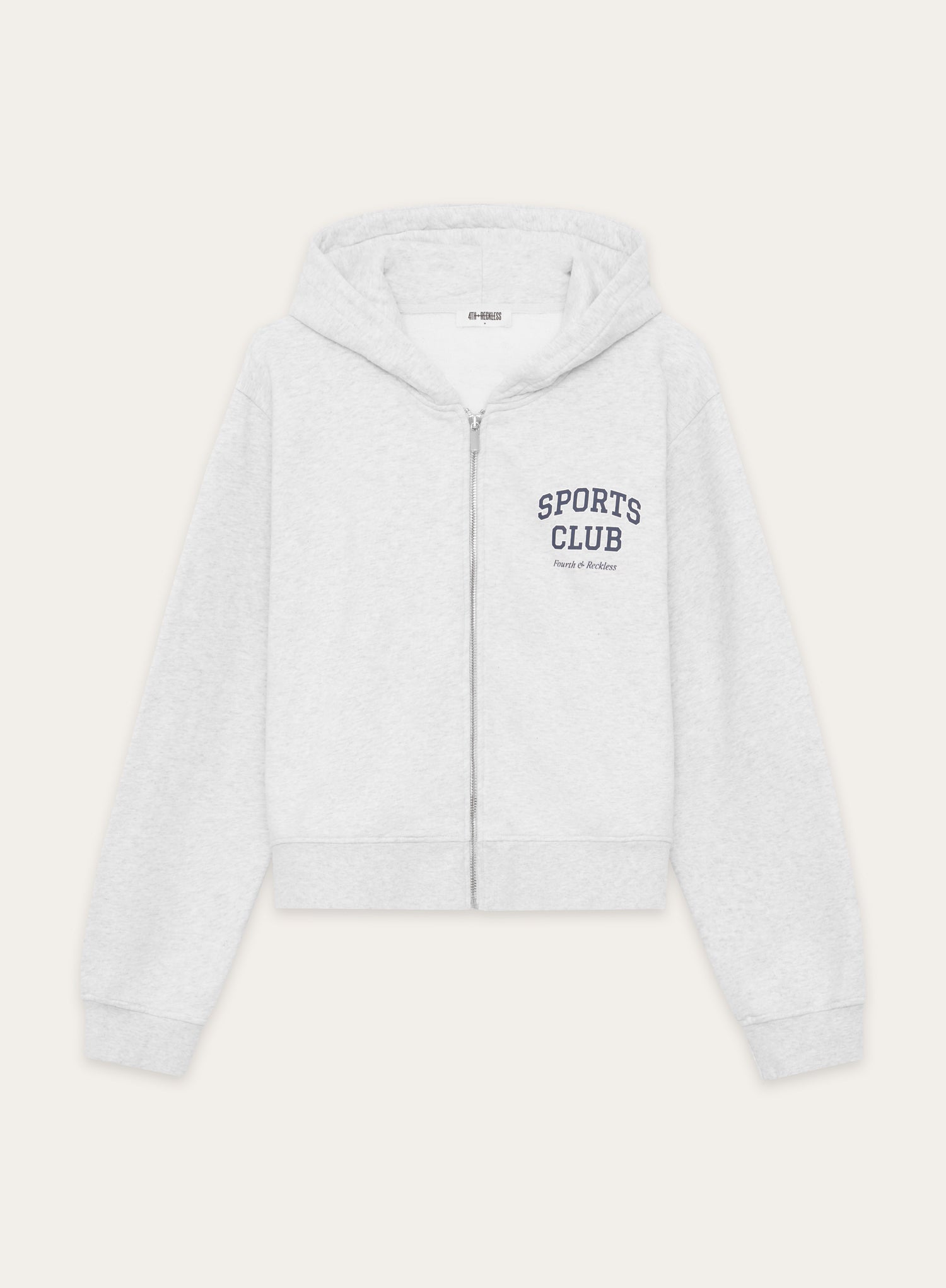 Grey Sports Club Slogan Zip Hoodie